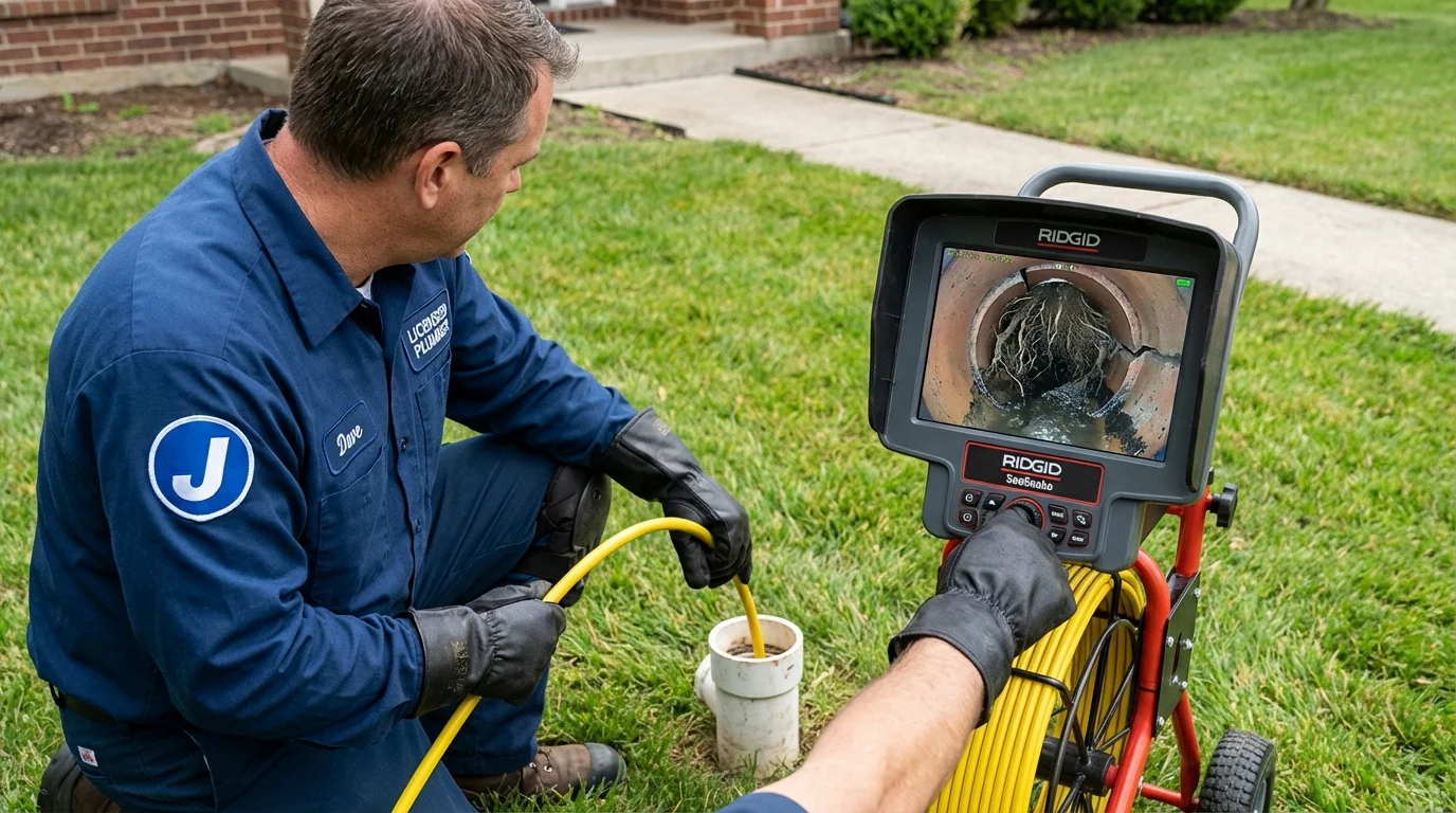 Sewer camera inspection being performed by Johns Plumbing LLC in Drain