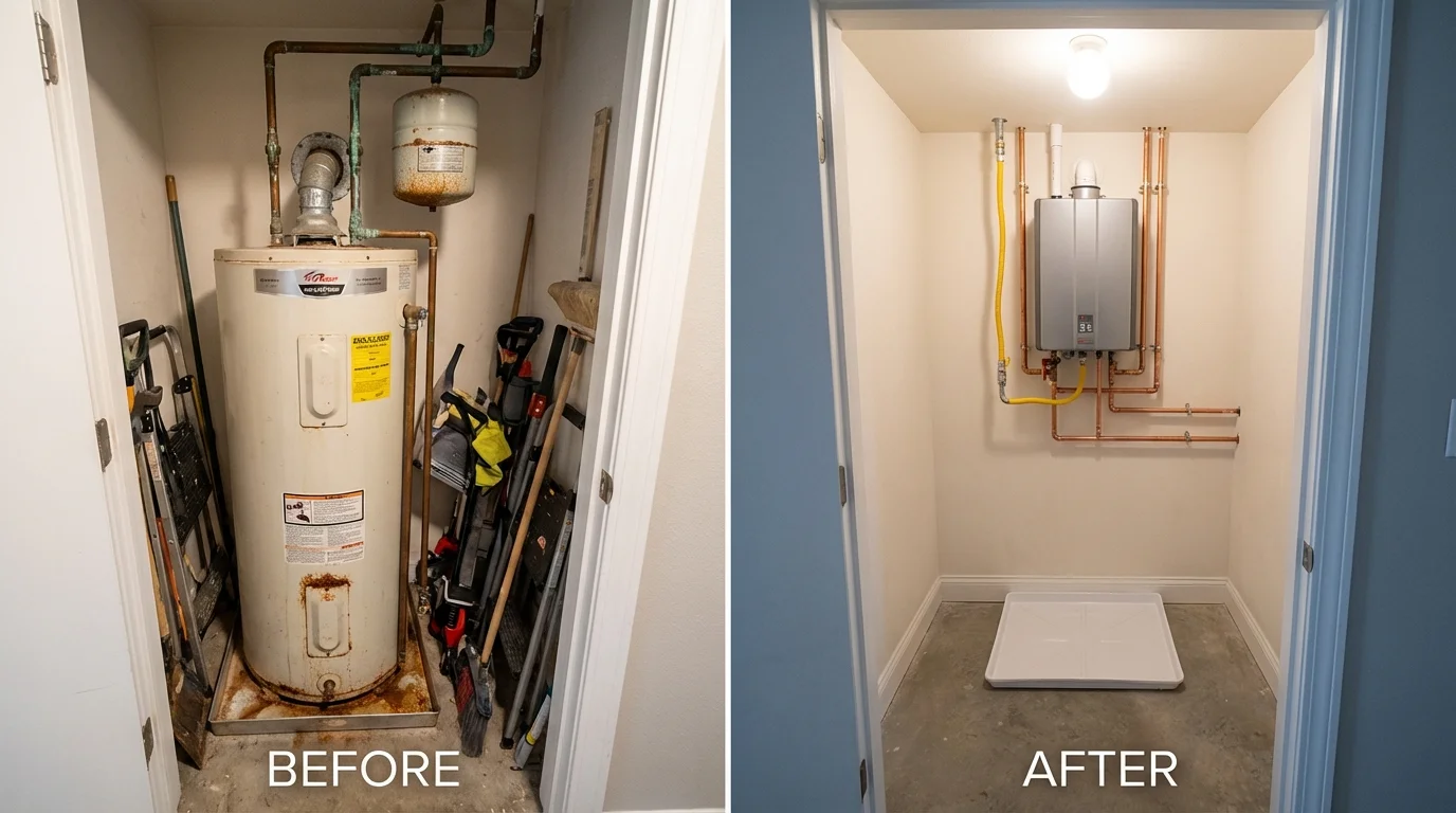 Tank water heater versus wall-mounted tankless unit comparison for Drain, OR homeowners